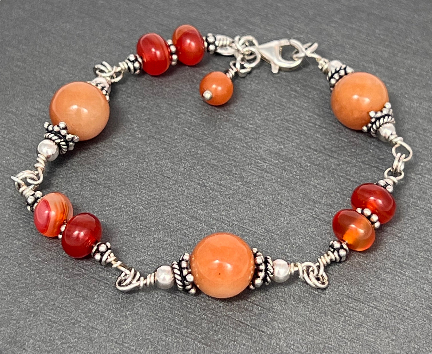 Aventurine and Carnelian Wire Bracelet