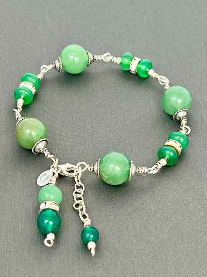 Aventurine and Onyx Wire Bracelet