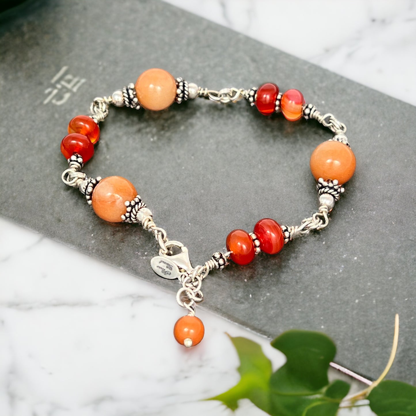 Aventurine and Carnelian Wire Bracelet