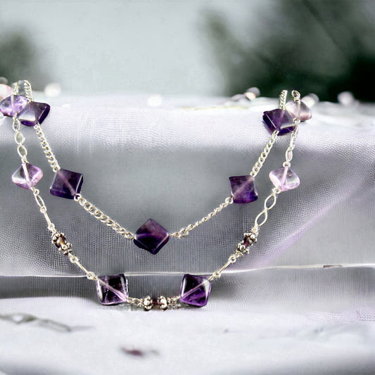 Sterling Silver Amethyst Chain Necklace