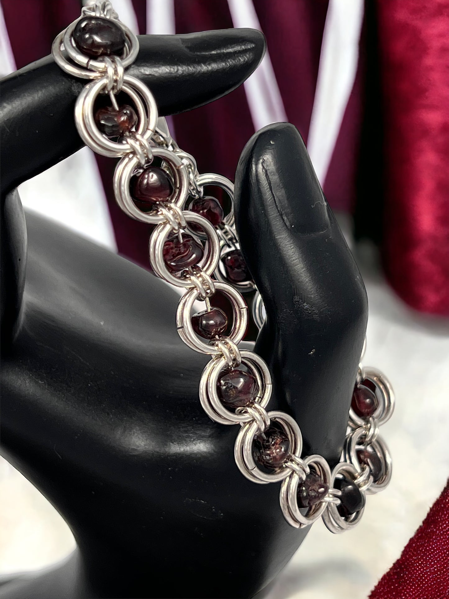 Garnet Chainmaille Bracelet