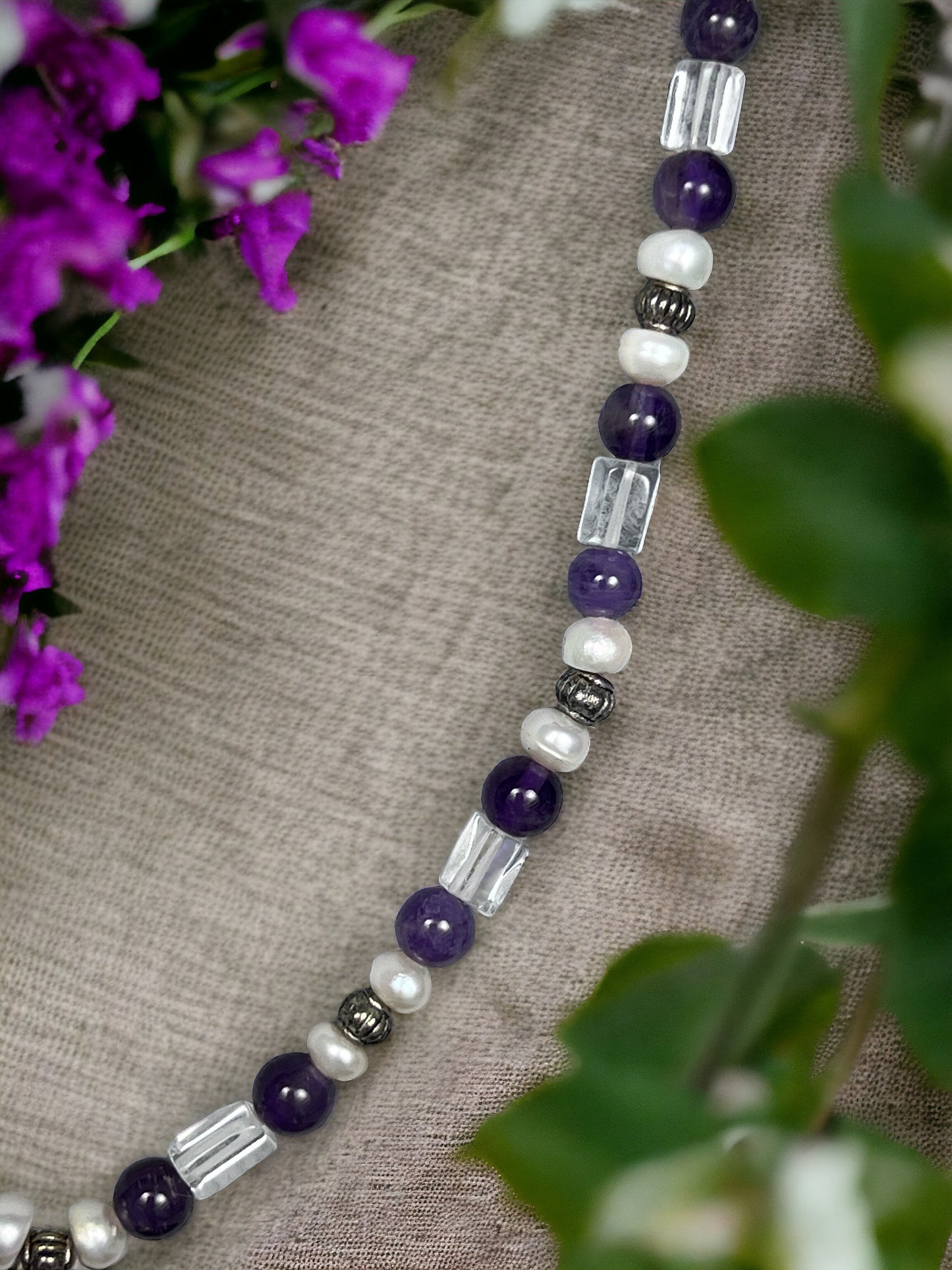 Casual Pearl and Amethyst Necklace