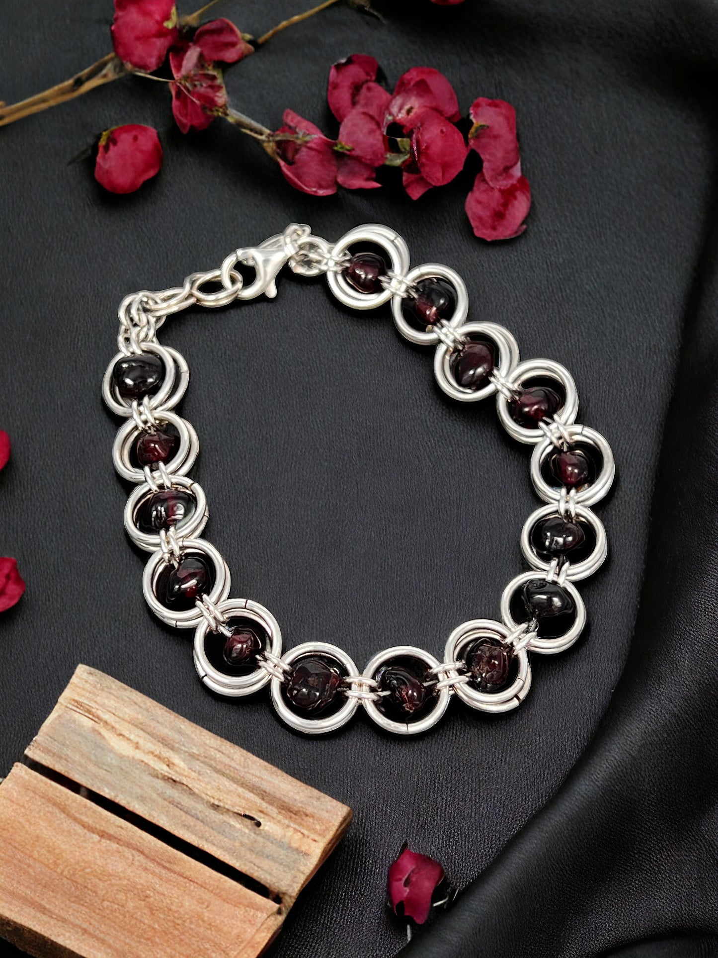 Garnet Chainmaille Bracelet