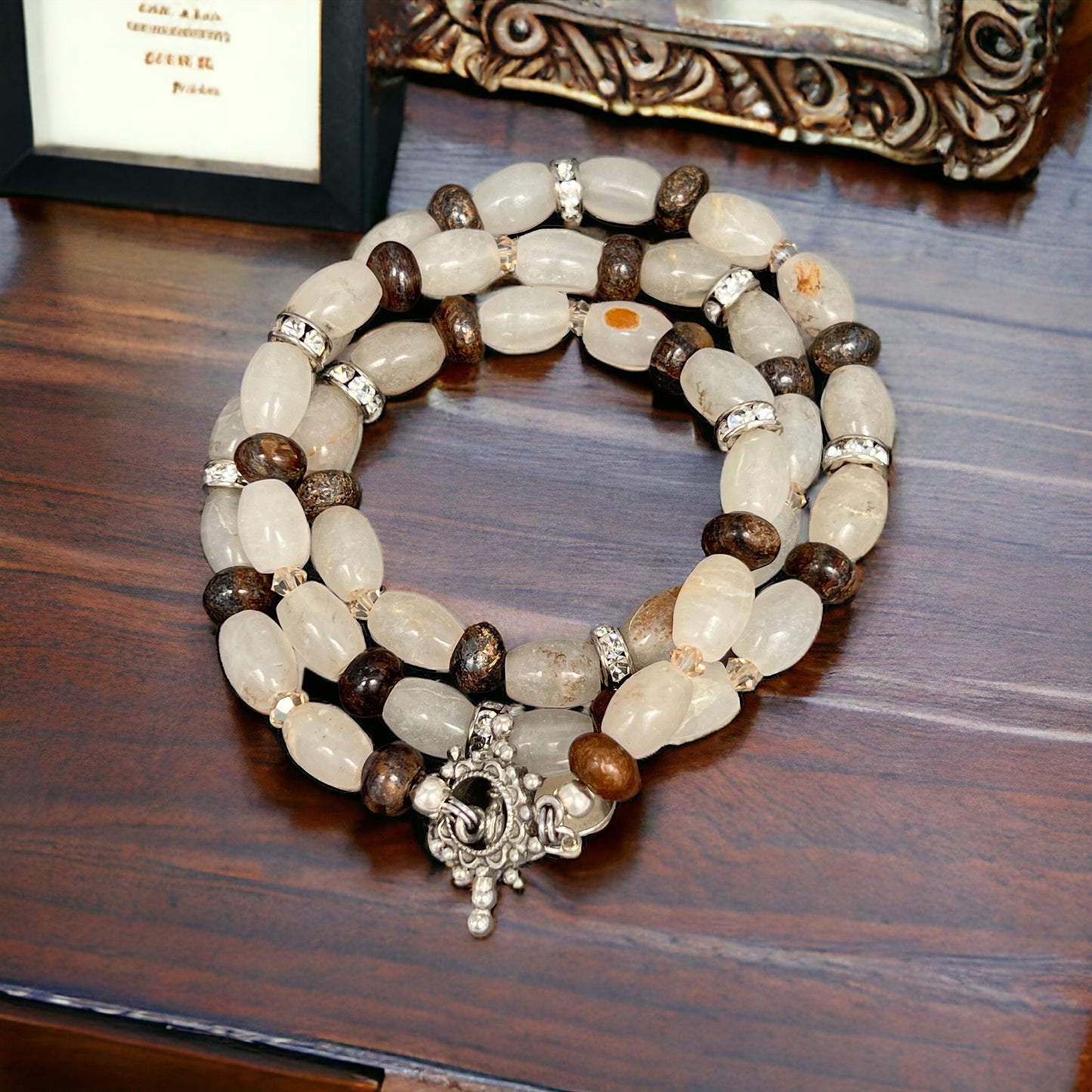 Snowflake Quartz Casual Brown Necklace