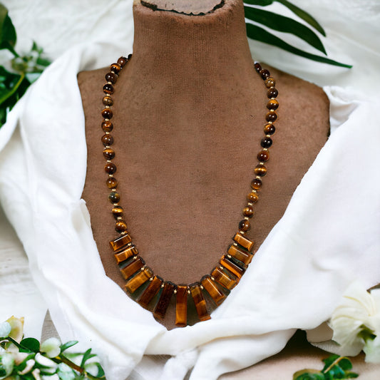 Graduated Tiger's Eye and Gold Necklace