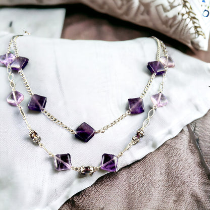 Sterling Silver Amethyst Chain Necklace