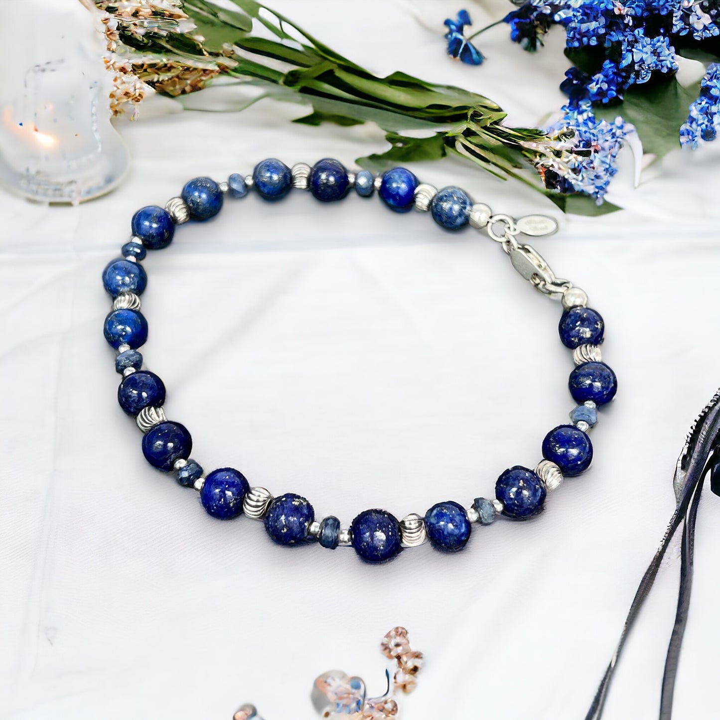 Blue Lapis and Sapphire Bracelet