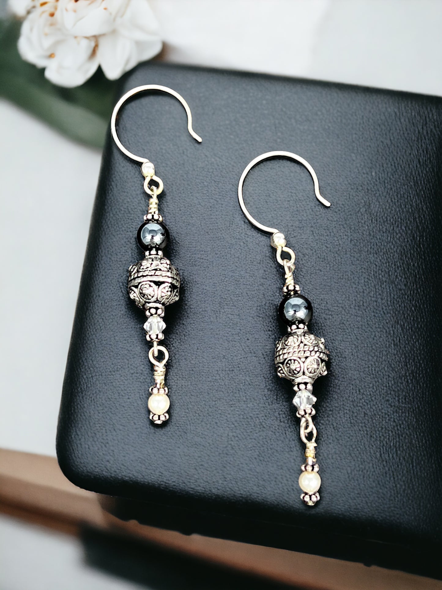 Hematite Bali-Style Earrings