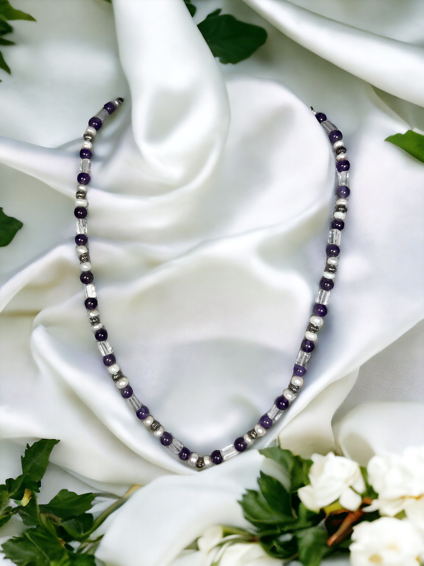 Casual Pearl and Amethyst Necklace